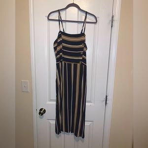 Ankle Length Striped Dress w/ Spaghetti Straps